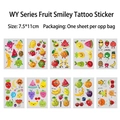 Tatuajes temporales de purpurina impermeables con dibujos de frutas para niños - Serie de Frutas Sonrientes de Verano