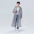 Durable semi-transparent EVA hooded raincoat in muted grey for adults, 12mm thickness - Quiet Gray (100g)