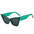 Trendy green cat-eye sunglasses with translucent striped frame and dark lenses - Striped Green Frame Gray