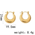 Chic 18K gold plated stainless steel textured hoop earrings with dimensions shown - EH-005 / Gold