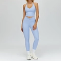 Hellblaues Yoga-Set mit Halter-Top und Cross-Waist-Leggings aus hochelastischem Stoff - S / 4514 Weste + 4514 Hose – Sonnenblau