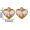 Dettaglio di ciondoli a cuore bianchi con bordi dorati, misure 16mm e 17mm - Bianco