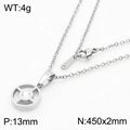 Collar de acero inoxidable plateado con colgante circular y circón, cadena 45cm - Acero con cadena (KP52729-K)