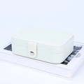 Light green double-layer PU leather travel jewelry organizer box with metal snap button - Double Layer Portable / Grey/White