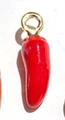 Vibrant red chili pepper charm with gold ring for DIY jewelry making and crafts - Chili
