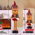 Standing Christmas elk doll with retractable legs and red green plaid fabric patterns - Large 95CM Telescopic Reindeer