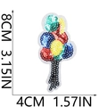 Detailed view of colorful sequin balloon embroidery patch with size measurements in inches - 14# Balloon