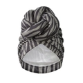 Faux suede turban hat with zebra print and silk lining featuring a stylish knotted top - 10369/Grey Zebra