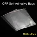 Clear OPP self-adhesive bags for clothing packaging, 100 pieces pack with red seal strip - 20*30cm+3cm Transparent 5 Silk (100 Pieces/Pack)
