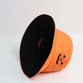 Wendbarer Halloween Fischerhut in Orange und Schwarz mit aufgesticktem Kürbisgesicht Motiv - Einheitsgröße / Orangerot