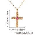 Pendentif croix plaqué or orné de zircons cubiques rouge rubis micro-sertis - Style O / Pendentif + Chaîne à Lèvres