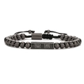 Bracciale a corona regolabile con perline nere e scintillanti zirconi cubici - Nero