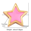 Pink enamel star charm with gold border for DIY jewelry making, 10mm star bead - Star-Pink