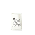 Détail d'un sac cadeau blanc de remise des diplômes avec chapeau et slogan noir - Lot de 10 / Blanc