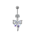 Cute bow tie belly button ring with iridescent crystal and sparkling zircon pendant - #3 Iridescent Bow