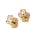 Irregular gold-plated stainless steel stud earrings with purple marble enamel details - Gold + Pink