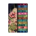 Vintage metal garden sign featuring a woman portrait and inspirational storm quote - 11740(36)