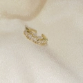 Bague ouverte dorée double couche avec une rangée de zircons rectangulaires chic - Bague réglable dorée
