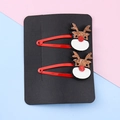 Set di due fermagli natalizi con simpatiche renne e corna marroni ricoperte di glitter - Renna 1#