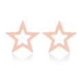 Detailed close-up of rose gold hollow star stud earrings with polished geometric finish - Hollow Star / Rose Gold