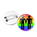 Insigne arc-en-ciel LGBT avec symboles main dans la main et attache en métal argenté - Drapeau duo main dans la main (Style 34)