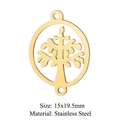Golden Tree of Life stainless steel charm, 15x19.5mm round hollow pendant for DIY bracelets - Gold Tree of Life (15x19.5mm) / 5 Pcs/Pack