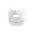 Elastic bohemian yoga headband in white soft fabric with a textured stylish bow design - White Bow (10445)