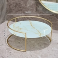 Nordic iron bathroom organizer with blue marble texture tray and golden metal frame - Large / White Gold Plated