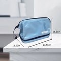 Light blue hanging toiletry bag with dark blue zippers and makeup beauty label - Blue (Double-layer Cloud Style)