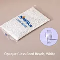 White 3mm baked porcelain seed beads for DIY jewelry making in bulk packaging - White 3mm