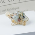 Crystal turtle figurine with natural gemstones and gold foil inside a resin shell - 65 Hemimorphite + Gold Foil