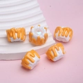 DIY hand-painted orange cream cake resin beads for jewelry making and craft pens - White Bead + Orange White Cream