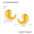 Minimalist comma-shaped earrings in polished titanium steel with golden finish - Small (F1263) / Gold