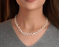 Baroque freshwater pearl necklace with 14K gold-filled beads worn by a model - 37a Baroque Irregular