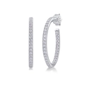 Elegant S925 sterling silver hoop earrings with pavé set moissanite stones - 74 Moissanite Stones