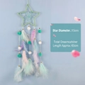 Star-shaped mint green dreamcatcher wall hanging with colorful feathers and beads - Star - Finished / With LED Lights / Green