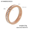 Anello a doppio strato in acciaio inossidabile placcato oro rosa 18K con zirconi, 4 mm - US 5 / Oro Rosa Fila Singola Zircone