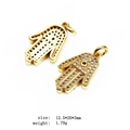 Gold Hamsa hand pendants with micro-pave zircons and detailed size 12.5*20*3mm - Micro-pave Zirconia Hamsa Hand