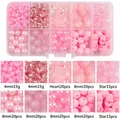Pink DIY bead kit in 10-grid storage box with heart and star shaped acrylic beads - Box Packaging / Pink