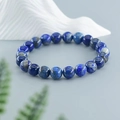 Lapis lazuli beaded stretch bracelet with natural deep blue stones and golden flecks - Lapis Lazuli