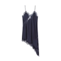 Dark blue lace patchwork camisole dress with asymmetric hem on white background - XS / Navy Blue