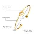 Minimalist 18K gold plated stainless steel knotted C-shape cuff bracelet for women - Twisted Ball Style B-174