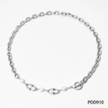 Collier en acier inoxydable argenté avec perles d'eau douce et fermoir à bascule T-bar - Collier Argenté (PDD910)