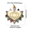 Golden copper heart necklace with colorful evil eye crystals and detailed size specs - CX142-9 (Colorful Stone Heart Pendant)