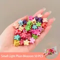 Set di 50 mini mollette per capelli a fiore per bambine in colori pastello - 16# Piccoli fiori di prugno di colore chiaro (50 pezzi)