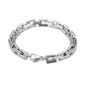 Polished silver titanium steel square link chain necklace with durable lobster clasp - Double Layer Bracelet (KB155794-Z)