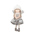 Angelo di Natale in peluche grigio con gonna in pizzo e ali argentate ornamentali - Grigio
