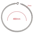 Minimalist silver stainless steel curb chain necklace 7mm width 480mm length - 7mm Wide Chain - Silver