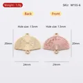 Detailed specs of pink enamel fan charm with 24mm size and dual 1.5mm holes - Pink