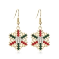 Christmas snowflake earrings with gold metal base and red and green rhinestones - Full Rhinestone Gold Snowflake